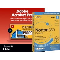 Adobe Acrobat Professional + Norton 360 Deluxe für 3 Geräte | 1 Jahr