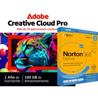 Adobe Creative Cloud Pro + Norton 360 Deluxe para 3 dispositivos | 1 Año