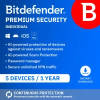 Bitdefender Premium Security Individual 2026 | 5 Devices | 1 Year