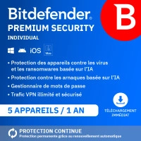Bitdefender Premium Security Individual 2026 | 5 Appareils | 1 An