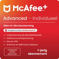 McAfee+ Advanced Individual 1 Jaar - Onbeperkt aantal apparaten