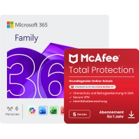 Microsoft 365 Family + McAfee Total Protection für 5 Geräte 1 Jahr