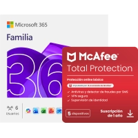 Microsoft 365 Familia + McAfee Total Protection para 5 dispositivos 1 año