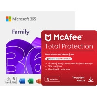 Microsoft 365 Perhe + McAfee Total Protection 5 laitteelle 1 vuosi