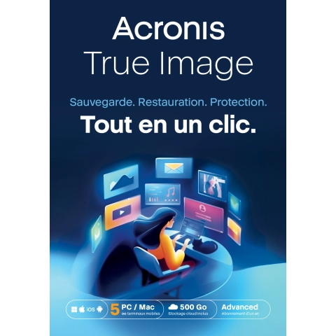 Acronis True Image Advanced 5 PC 1 an | 500 Go de stockage dans le nuage
