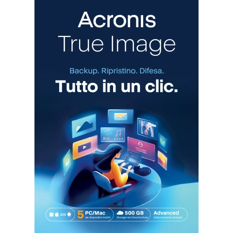 Acronis True Image Advanced 5 PC 1 anno | 500 GB di archiviazione cloud