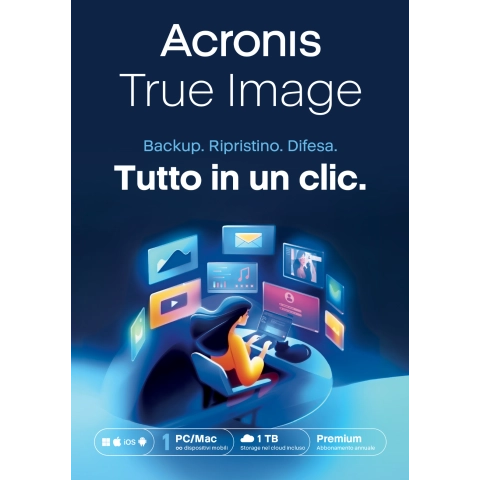 Acronis True Image Premium 1 PC 1 anno | 1 TB di archiviazione cloud