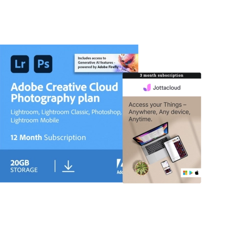 Adobe Photography Plan | 1 Year + Jottacloud Personal Unlimited | 3 Months