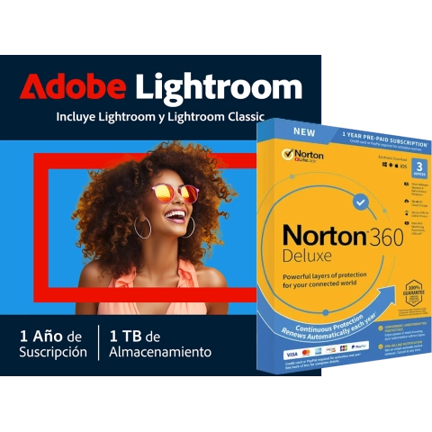 Adobe Lightroom CC + Norton 360 Deluxe para 3 dispositivos | 1 Año