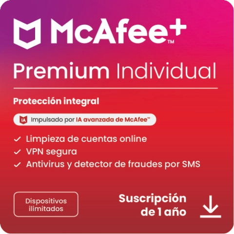 McAfee+ Premium Individual 1 Año Dispositivos ilimitados