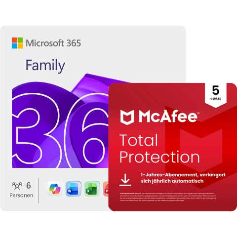 Microsoft 365 Family + McAfee Total Protection für 5 Geräte 1 Jahr