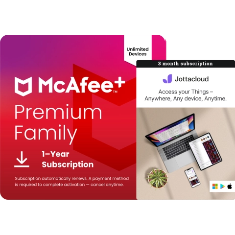 McAfee+ Premium Family + Jottacloud Personal Unlimited 3 Monate