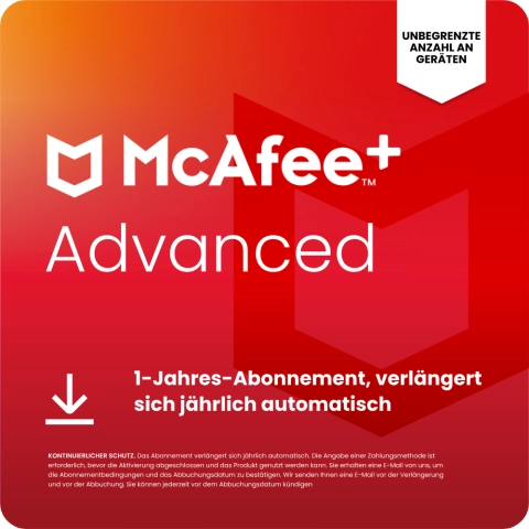 McAfee+ Advanced Individual 1 Jahr - Unbegrenzte Geräte