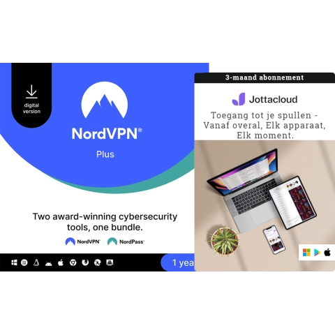 NordVPN Plus | 10 Appareils | 1 An | Inclut NordPass + Jottacloud Personal Illimité 3 mois | Sauvegardes sécurisées