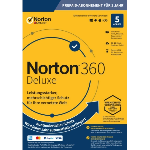 Norton 360 Deluxe | 5 Geräte| 1 Jahr