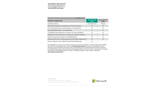 Microsoft 365 Family + McAfee Total Protection für 5 Geräte 1 Jahr