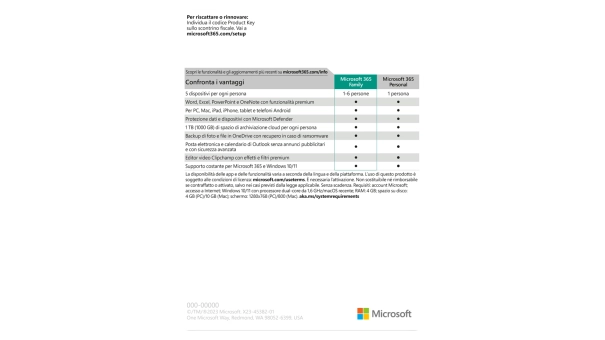 Microsoft 365 Family + McAfee Total Protection per 5 dispositivi 1 anno